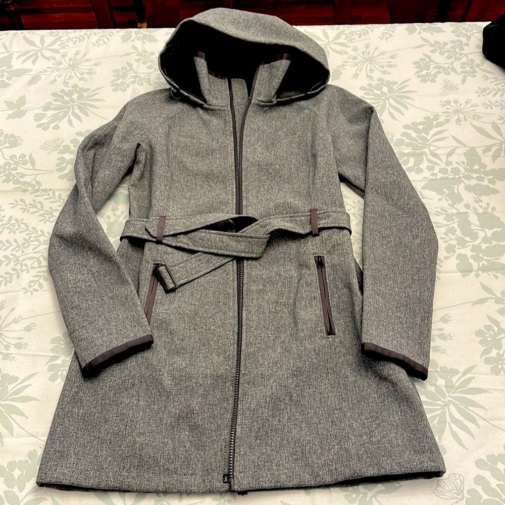 North Face Windwall Zip Belted Fleece-Lined Trench Long Jacket Coat, Size Small
